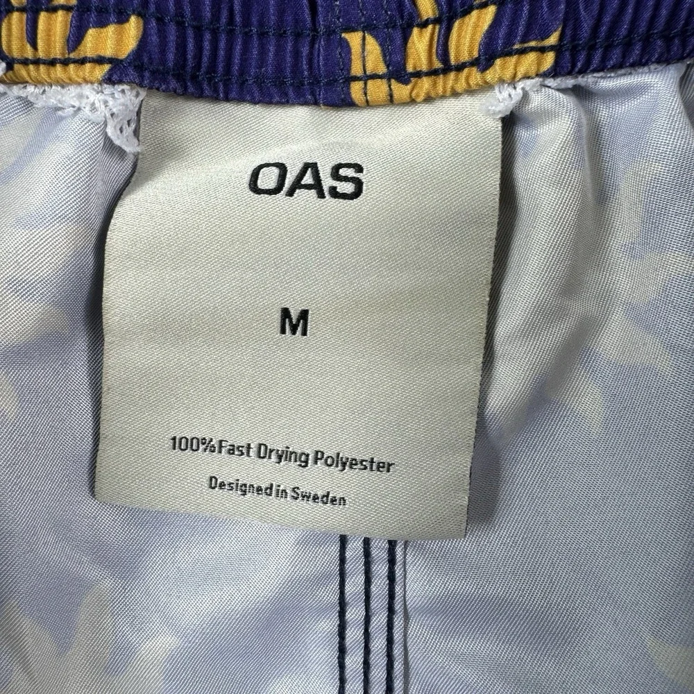 OAS Purple Yellow Sun AOP Mens Polyester Swimshort Cut Liner Size Medium